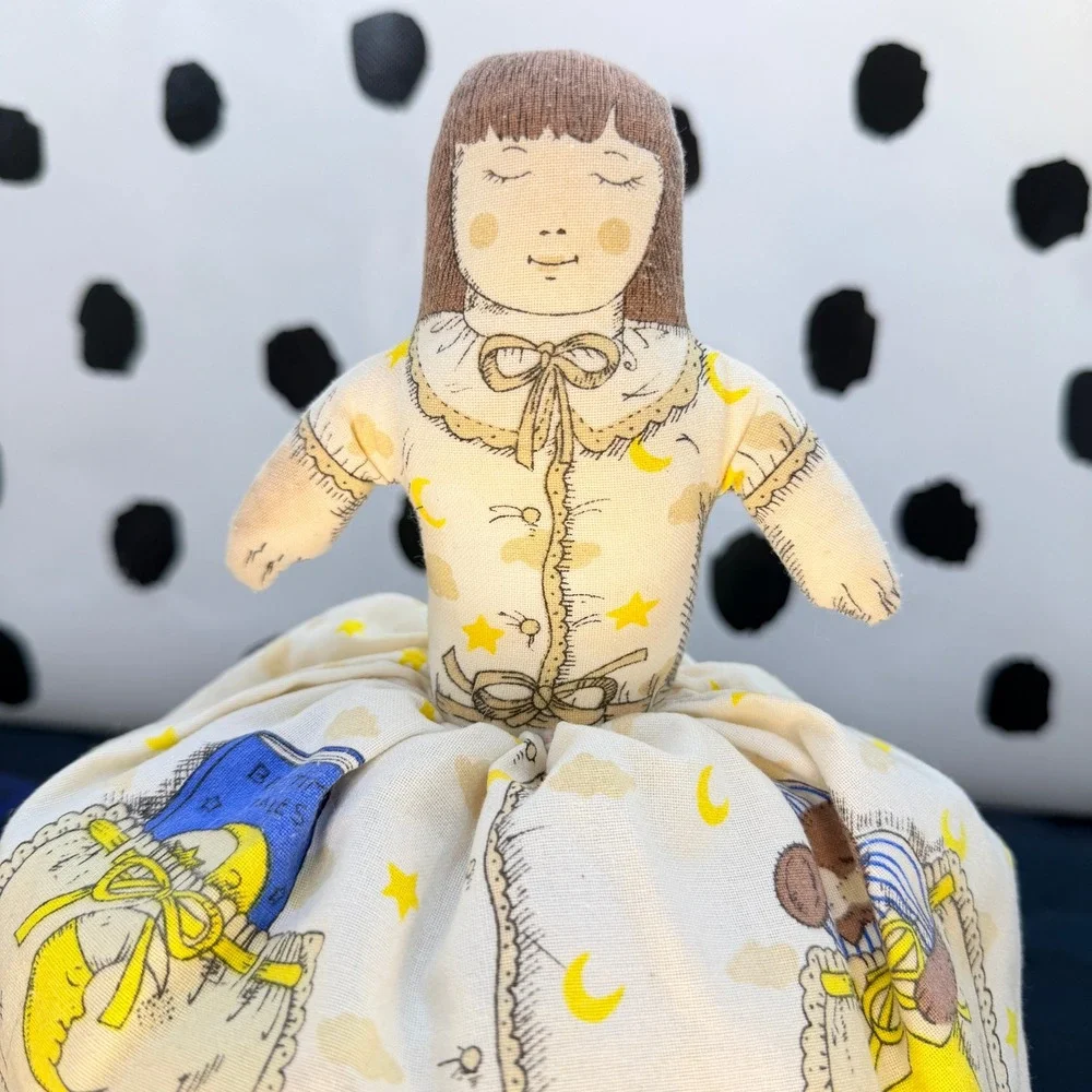 Handmade Topsy Turvy Flip Doll Kids Blue Cream Reversible Cloth Rag Doll